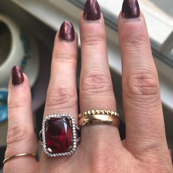 Ruby, White Sapphire and Silver Ring, Size 4.75 - Picture 7 of 7